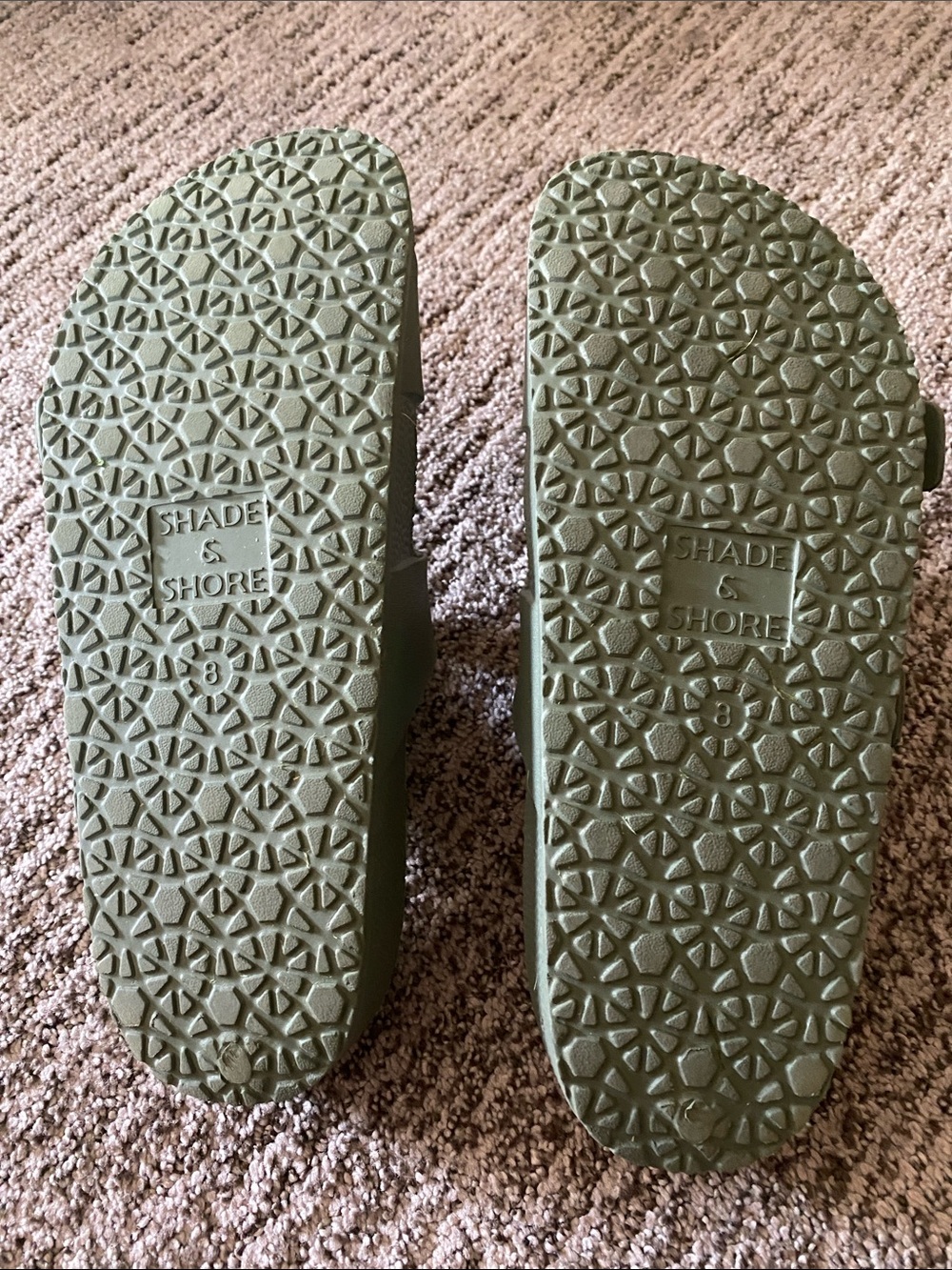 Shade & Shore Olive Green Double Buckle Slide Sandals - Picture 2 of 5